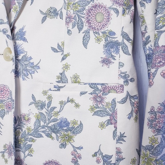 Loft Petites Sz 4P Floral Print Jacket Cotton Blend One Button Collared Workwear - Picture 7 of 12